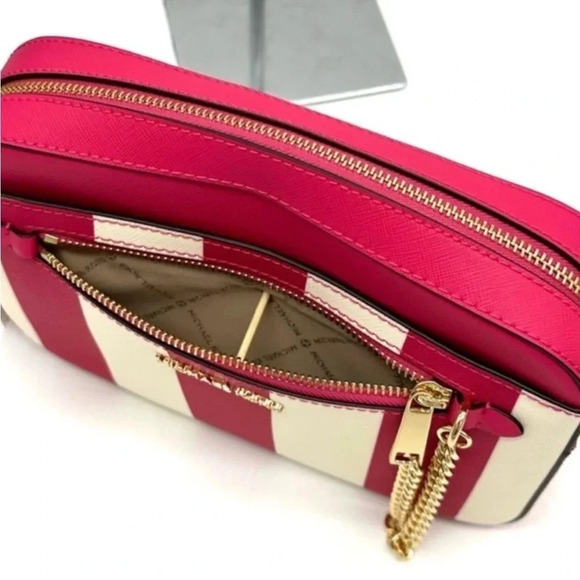 Michael Kors LG EW Crossbody Bag & Medium Bifold Zip Chain Wallet Electric Pink - Picture 10 of 14